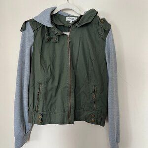 Green and grey cargo zip-up sweatshirt